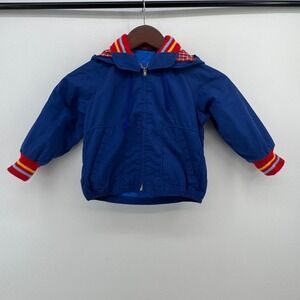 Vintage Rally Girl Blue Hooded Bomber Jacket Quilted Plaid Lining Japan Size 110